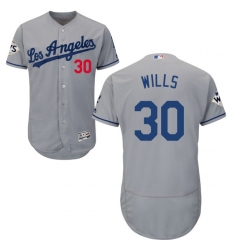 Men's Majestic Los Angeles Dodgers #30 Maury Wills Authentic Grey Road 2017 World Series Bound Flex Base MLB Jersey