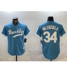 Men's Los Angeles Dodgers #34 Fernando Valenzuela blue Authentic Collection Stitched MLB Jersey