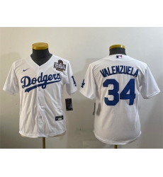 Women's Los Angeles Dodgers #34 Fernando Valenzuela White 2024 World Series Cool Base Stitched Baseball Jersey(Run Small)