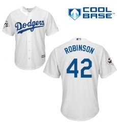 Men's Majestic Los Angeles Dodgers #42 Jackie Robinson Replica White Home 2017 World Series Bound Cool Base MLB Jersey