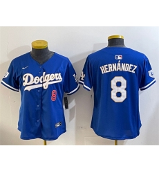 Women's Los Angeles Dodgers #8 Enrique Hernández Blue 2024 Jackie Robinson Limited Stitched Baseball Jersey(Run Small)