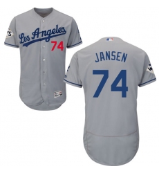 Men's Majestic Los Angeles Dodgers #74 Kenley Jansen Authentic Grey Road 2017 World Series Bound Flex Base MLB Jersey