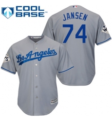 Men's Majestic Los Angeles Dodgers #74 Kenley Jansen Replica Grey Road 2017 World Series Bound Cool Base MLB Jersey