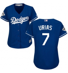Women's Majestic Los Angeles Dodgers #7 Julio Urias Authentic Royal Blue Alternate 2017 World Series Bound Cool Base MLB Jersey