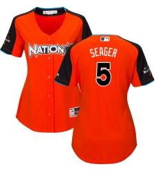 Women's Majestic Los Angeles Dodgers #5 Corey Seager Authentic Orange National League 2017 MLB All-Star MLB Jersey