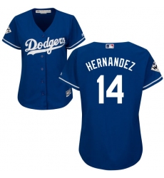 Women's Majestic Los Angeles Dodgers #14 Enrique Hernandez Authentic Royal Blue Alternate 2017 World Series Bound Cool Base MLB Jersey