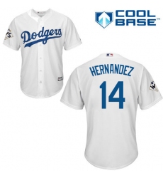 Youth Majestic Los Angeles Dodgers #14 Enrique Hernandez Authentic White Home 2017 World Series Bound Cool Base MLB Jersey