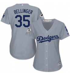 Women's Majestic Los Angeles Dodgers #35 Cody Bellinger Authentic Grey Road 2017 World Series Bound Cool Base MLB Jersey