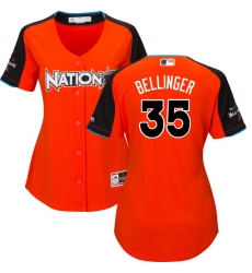 Women's Majestic Los Angeles Dodgers #35 Cody Bellinger Authentic Orange National League 2017 MLB All-Star MLB Jersey