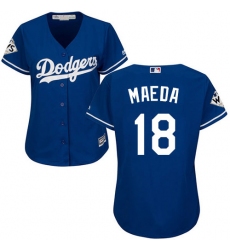 Women's Majestic Los Angeles Dodgers #18 Kenta Maeda Authentic Royal Blue Alternate 2017 World Series Bound Cool Base MLB Jersey