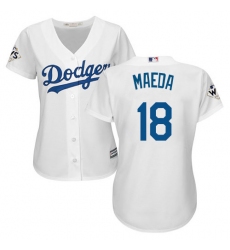 Women's Majestic Los Angeles Dodgers #18 Kenta Maeda Authentic White Home 2017 World Series Bound Cool Base MLB Jersey