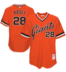 Men's Mitchell and Ness San Francisco Giants #28 Buster Posey Authentic Orange Throwback MLB Jersey