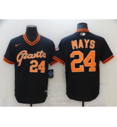 Men's Nike San Francisco Giants #24 Willie Mays Authentic Black Gold Fashion Jersey