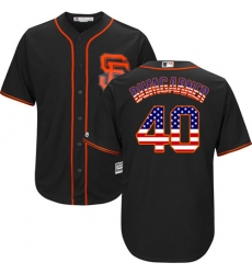 Men's Majestic San Francisco Giants #40 Madison Bumgarner Authentic Black USA Flag Fashion MLB Jersey