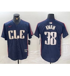 Men's Cleveland Guardians #38 Steven Kwan Navy 2024 City Connect Limited Stitched Jersey