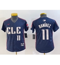 Youth Cleveland Guardians #11 Jose Ramirez Number Navy 2024 City Connect Limited Stitched Jersey
