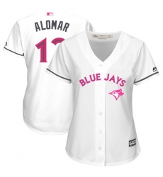 Women's Majestic Toronto Blue Jays #12 Roberto Alomar Authentic White Mother's Day Cool Base MLB Jersey