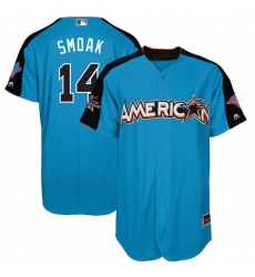 Men's Majestic Toronto Blue Jays #14 Justin Smoak Authentic Blue American League 2017 MLB All-Star MLB Jersey