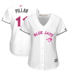 Women's Majestic Toronto Blue Jays #11 Kevin Pillar Replica White Mother's Day Cool Base MLB Jersey