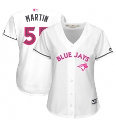 Women's Majestic Toronto Blue Jays #55 Russell Martin Replica White Mother's Day Cool Base MLB Jersey