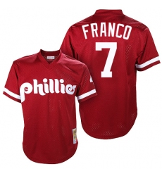 Men's Mitchell and Ness Philadelphia Phillies #7 Maikel Franco Authentic Red Throwback MLB Jersey