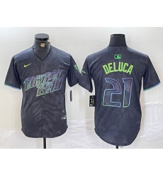 Men's Tampa Bay Rays #21 Jonny DeLuca Charcoal 2024 City Connect Limited Stitched Jersey