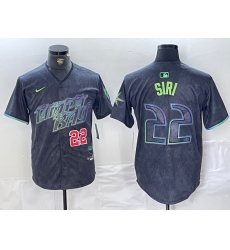 Men's Tampa Bay Rays #22 Jose Siri Number Charcoal 2024 City Connect Limited Stitched Jerseys