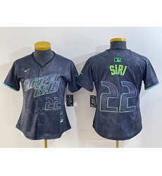 Women's Tampa Bay Rays #22 Jose Siri Number Charcoal 2024 City Connect Limited Stitched Jersey