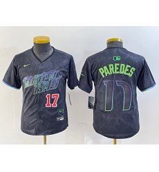 Youth Tampa Bay Rays #17 Isaac Paredes Charcoal 2024 City Connect Limited Cool Base Jerseys