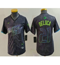 Youth Tampa Bay Rays #21 Jonny DeLuca Charcoal 2024 City Connect Limited Stitched Jersey