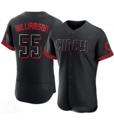 Men's Cincinnati Reds #55 Brandon Williamson Black 2023 City Connect Cool Base Stitched Jersey