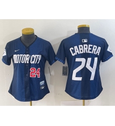 Women's Detroit Tigers #24 Miguel Cabrera Navy 2024 City Connect Cool Base Limited Stitched Jerseys