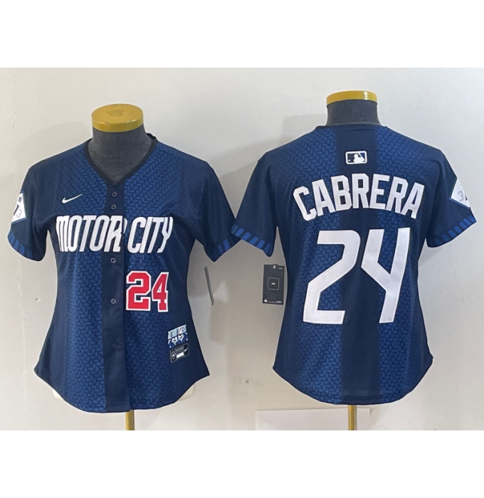 Women's Detroit Tigers #24 Miguel Cabrera Navy 2024 City Connect Cool Base Limited Stitched Jerseys