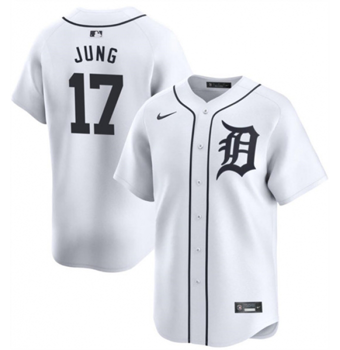 Men's Detroit Tigers #17 Jace Jung White 2024 Home Limited Stitched Baseball Jersey