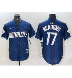 Men's Detroit Tigers #17 Parker Meadows Navy 2024 City Connect Cool Base Limited Stitched Jersey