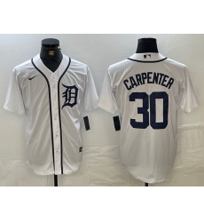 Men's Detroit Tigers #30 Kerry Carpenter White Cool Base Stitched Jersey