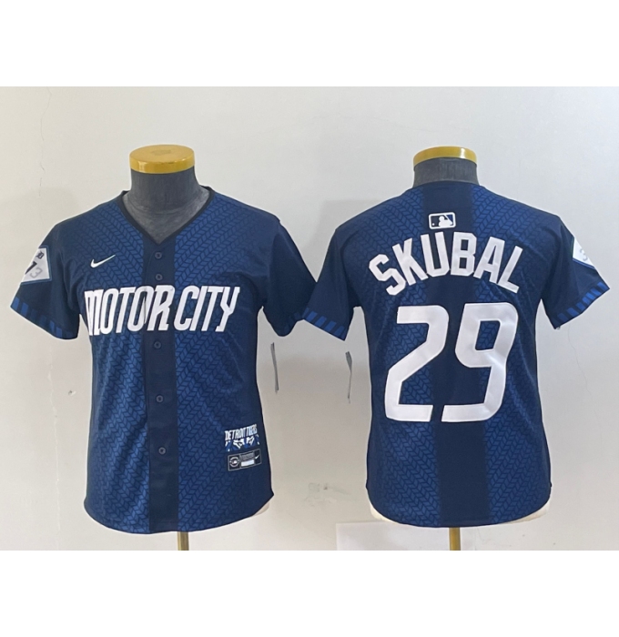 Women's Detroit Tigers #29 Tarik Skubal Navy 2024 City Connect Cool Base Limited Stitched Jersey