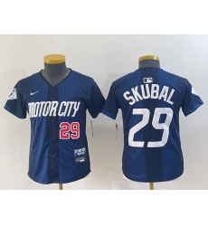 Youth Detroit Tigers #29 Tarik Skubal Navy 2024 City Connect Cool Base Limited Stitched Jerseys