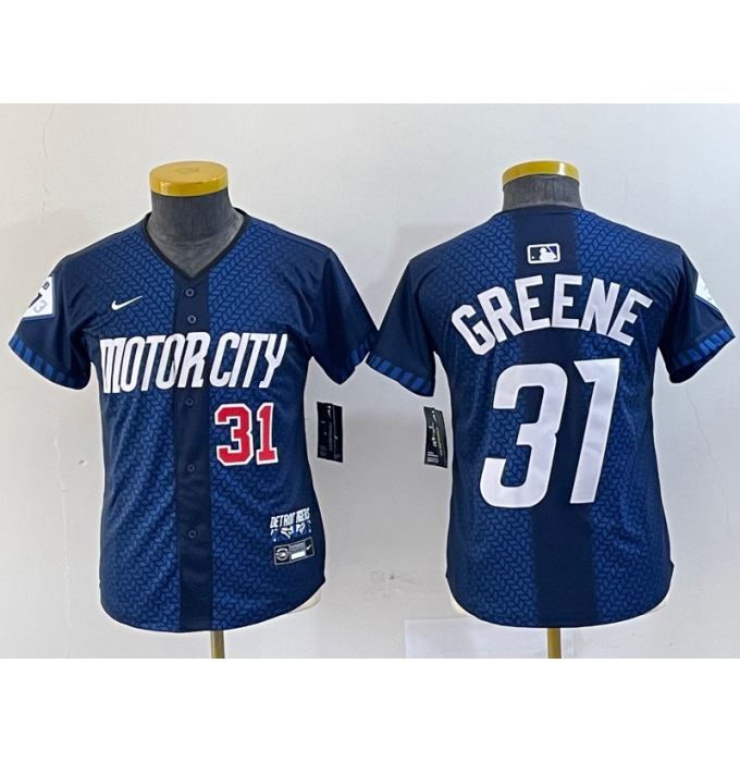 Youth Detroit Tigers #31 Riley Greene 2024 Navy City Connect Cool Base Limited Stitched Jerseys