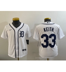 Youth Detroit Tigers #33 Colt Keith White Cool Base Stitched Jersey