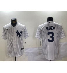 Men's New York Yankees #3 Babe Ruth White Name Stitched Cool Base Nike Jersey