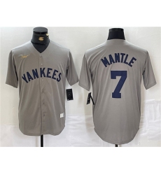 Men's New York Yankees #7 Mickey Mantle Gray Cool Base Stitched Baseball Jersey