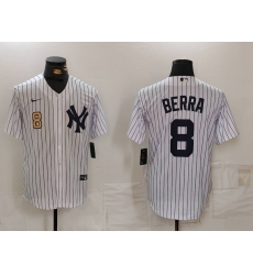 Men's New York Yankees #8 Yogi Berra White Stitched Nike Cool Base Throwback Jerseys