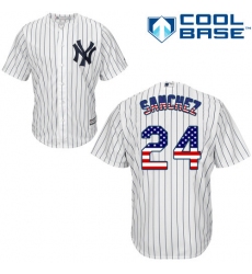 Men's Majestic New York Yankees #24 Gary Sanchez Replica White USA Flag Fashion MLB Jersey