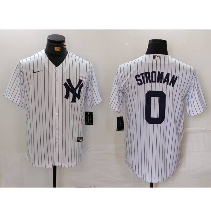 Men's New York Yankees #0 Marcus Stroman White Cool Base Stitched Jersey