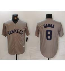 Men's New York Yankees #8 Barra Name Grey Stitched Nike Throwback Jersey