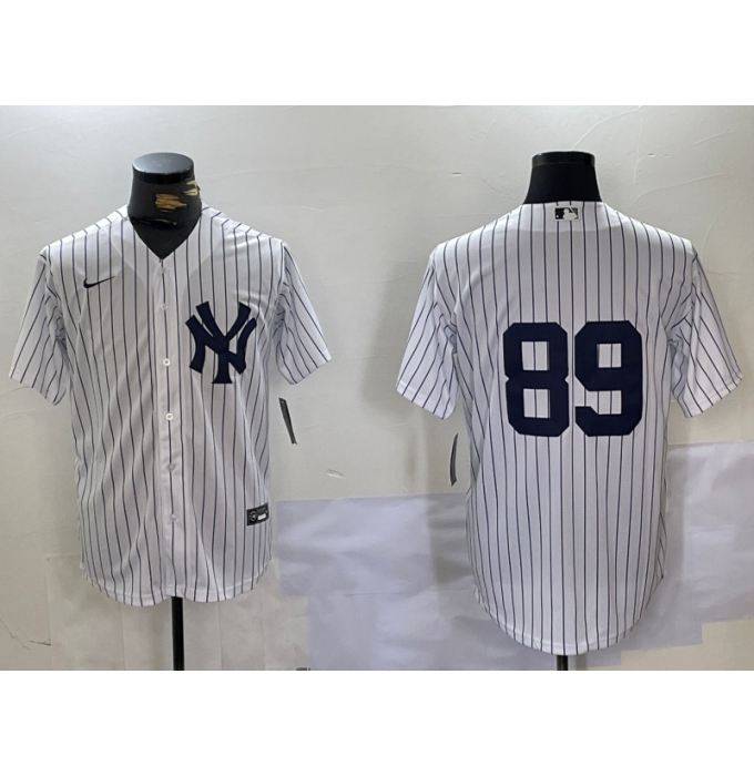 Men's New York Yankees #89 Jasson Dominguez White Cool Base Stitched Jersey