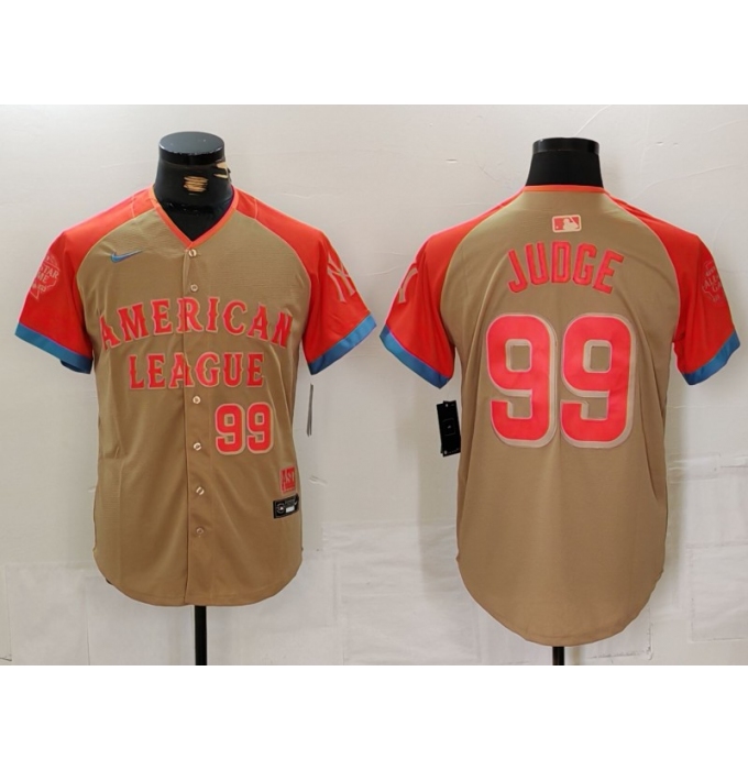 Men's New York Yankees #99 Aaron Judge Number Cream 2024 All Star Limited Stitched Jersey