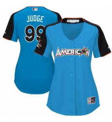 Women's Majestic New York Yankees #99 Aaron Judge Authentic Blue American League 2017 MLB All-Star MLB Jersey