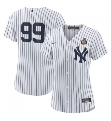 Women's New York Yankees #99 Aaron Judge White 2024 World Series Cool Base Stitched Baseball Jersey(Run Small)